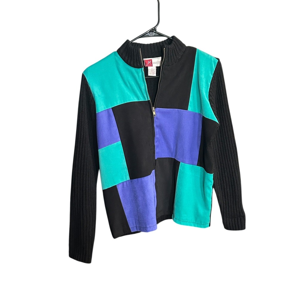 Vintage 90's Purple, Green & Black Jacket By JM Collection Size S Y2K